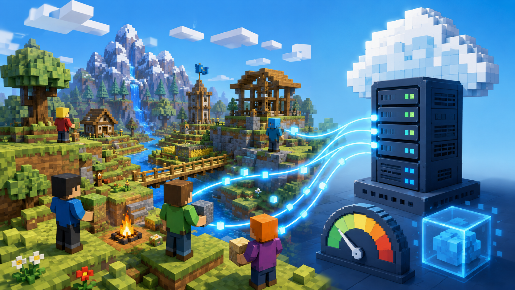 MinecraftのワールドをVPSで複数人が遊ぶイメージ